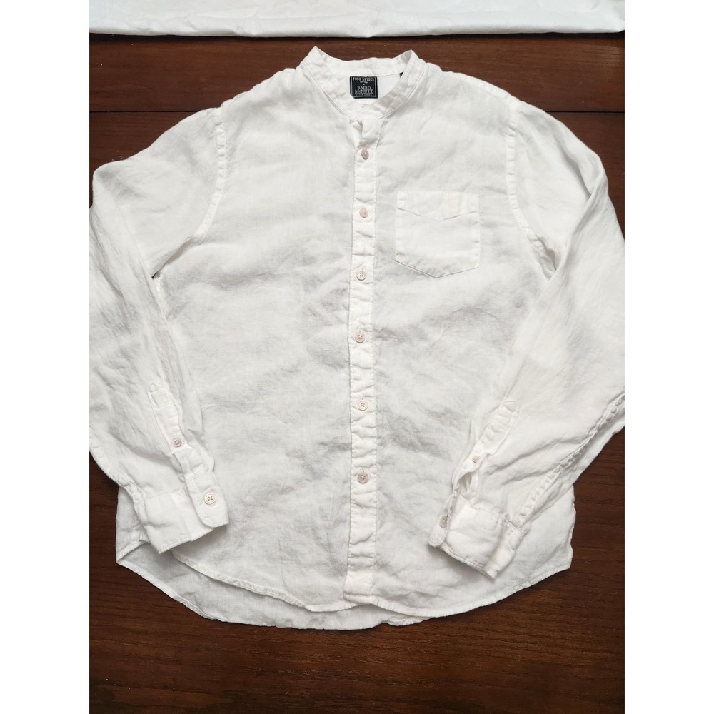 Todd Snyder Baird McNutt Shirt Mens Medium White Linen Band Collar Long Sleeve
